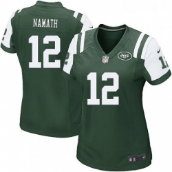 Womens Nike New York Jets 12 Joe Namath Game Green Team Color NFL Jersey