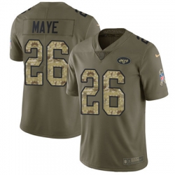 Youth Nike Jets #26 Marcus Maye Olive Camo Stitched NFL Limited 2017 Salute to Service Jersey