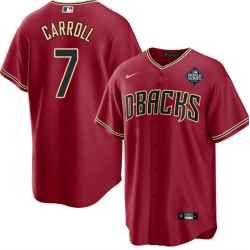 Men Arizona Diamondbacks 7 Corbin Carroll Red 2023 World Series Cool Base Stitched Baseball Jersey