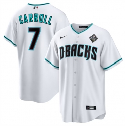 Men Arizona Diamondbacks 7 Corbin Carroll White 2023 World Series Cool Base Stitched Baseball Jersey