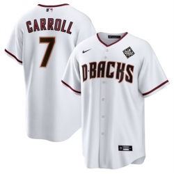 Men Arizona Diamondbacks 7 Corbin Carroll White 2023 World Series Home Cool Base Stitched Baseball Jersey