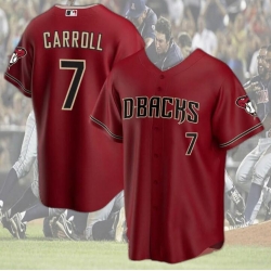 Men Arizona Diamondbacks Dark Red Corbin Carroll #7 Arizona Team Diamondbacks Stitched Baseball Jersey