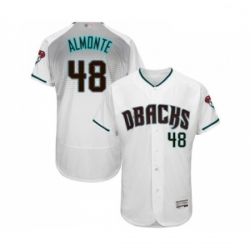 Mens Arizona Diamondbacks 48 Abraham Almonte White Teal Alternate Authentic Collection Flex Base Baseball Jersey