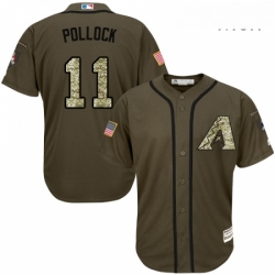 Mens Majestic Arizona Diamondbacks 11 A J Pollock Authentic Green Salute to Service MLB Jersey