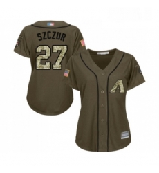 Womens Arizona Diamondbacks 27 Matt Szczur Authentic Green Salute to Service Baseball Jersey 