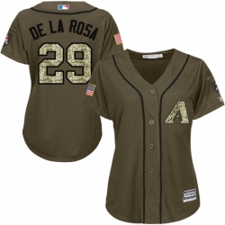 Womens Majestic Arizona Diamondbacks 29 Jorge De La Rosa Replica Green Salute to Service MLB Jersey 