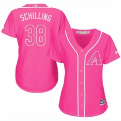 Womens Majestic Arizona Diamondbacks 38 Curt Schilling Authentic Pink Fashion MLB Jersey