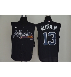 Braves 13 Ronald Acuna Jr  Navy Nike Cool Base Sleeveless Jersey