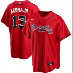 Braves 13 Ronald Acuna Jr  Red 2020 Nike Cool Base Jersey