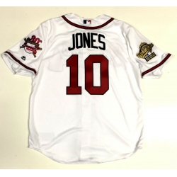 Men ATLANTA BRAVES #10 CHIPPER JONES 1995 WORLD SERIES MAJESTIC COOL BASE Jersey