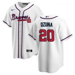 Men Atlanta Braves 20 Marcell Ozuna White Cool Base Stitched Jersey