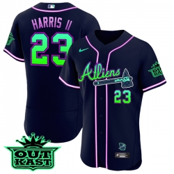 Men Atlanta Braves 23 Michael Harris II 2023 Galaxy Flex Base Stitched Baseball Jersey
