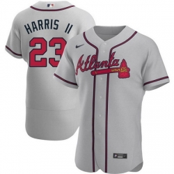 Men Atlanta Braves 23 Michael Harris II Gray Flex Base Stitched Baseball Jersey