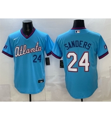 Men Atlanta Braves  24 Deion Sanders Powder Blue 2026 City Connect Stadium Stitched Baseball Jersey