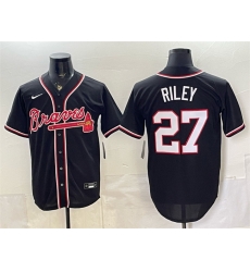 Men Atlanta Braves  27 Austin Riley 2026 Fashion Replica Black Out Stitched Baseball Jersey