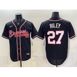 Men Atlanta Braves  27 Austin Riley 2026 Fashion Replica Black Out Stitched Baseball Jersey