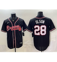 Men Atlanta Braves  28 Matt Olson 2026 Fashion Replica Black Out Stitched Baseball Jersey