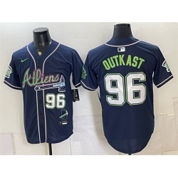 Men Atlanta Braves  96 OutKast Navy Galaxy With Outkast Patch Vapor Limited Stitched Baseball Jersey