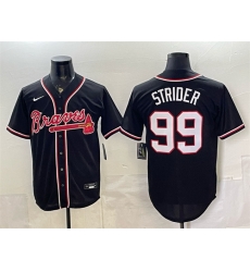 Men Atlanta Braves  99 Spencer Strider 2026 Fashion Replica Black Out Stitched Baseball Jersey