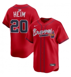 Men Atlanta Braves Nike Alternate Limited Jersey Red Heim Jonah 20