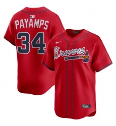Men Atlanta Braves Nike Alternate Limited Jersey Red Payamps Joel 34