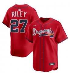 Men Atlanta Braves Nike Alternate Limited Jersey Red Riley Austin 27