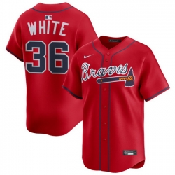 Men Atlanta Braves Nike Alternate Limited Jersey Red White Eli 36