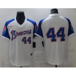 Men Nike Atlanta Braves Hank Aaron 44 Authentic White Cool Base MLB Jersey