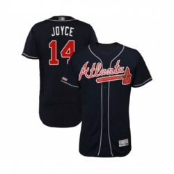 Mens Atlanta Braves 14 Matt Joyce Navy Blue Alternate Flex Base Authentic Collection Baseball Jersey