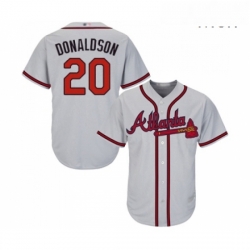 Mens Atlanta Braves 20 Josh Donaldson Replica Grey Road Cool Base Baseball Jersey 