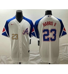 Mens Atlanta Braves #23 Michael Harris II Number White 2023 City Connect Cool Base Stitched Jersey