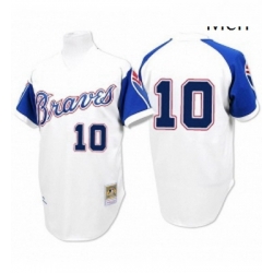 Mens Majestic Atlanta Braves 10 Chipper Jones Replica White 1974 Throwback MLB Jersey