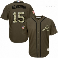 Mens Majestic Atlanta Braves 15 Sean Newcomb Authentic Green Salute to Service MLB Jersey 