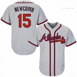 Mens Majestic Atlanta Braves 15 Sean Newcomb Replica Grey Road Cool Base MLB Jersey 