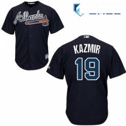 Mens Majestic Atlanta Braves 19 Scott Kazmir Replica Blue Alternate Road Cool Base MLB Jersey 