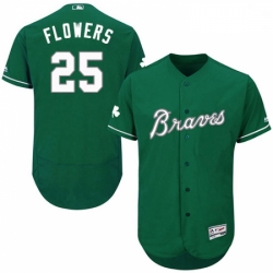 Mens Majestic Atlanta Braves 25 Tyler Flowers Green Celtic Flexbase Authentic Collection MLB Jersey