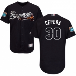 Mens Majestic Atlanta Braves 30 Orlando Cepeda Navy Blue Alternate Flex Base Authentic Collection Jersey