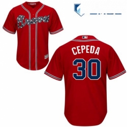 Mens Majestic Atlanta Braves 30 Orlando Cepeda Replica Red Alternate Cool Base MLB Jersey