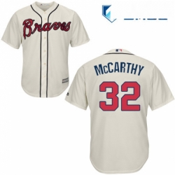 Mens Majestic Atlanta Braves 32 Brandon McCarthy Replica Cream Alternate 2 Cool Base MLB Jersey 