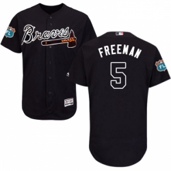 Mens Majestic Atlanta Braves 5 Freddie Freeman Navy Blue Alternate Flex Base Authentic Collection MLB Jersey