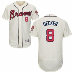 Mens Majestic Atlanta Braves 8 Bob Uecker Cream Alternate Flex Base Authentic Collection MLB Jersey