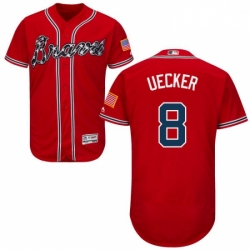 Mens Majestic Atlanta Braves 8 Bob Uecker Red Alternate Flex Base Authentic Collection MLB Jersey