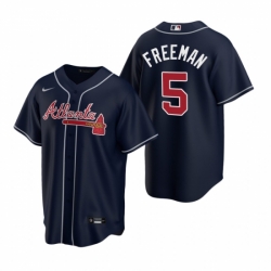 Mens Nike Atlanta Braves 5 Freddie Freeman Navy Alternate Stitched Baseball Jerse