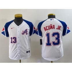 Women Atlanta Braves 13 Ronald Acu F1a Jr  White 2023 City Connect With Patch Stitched Baseball Jersey