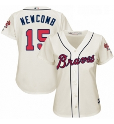 Womens Majestic Atlanta Braves 15 Sean Newcomb Authentic Cream Alternate 2 Cool Base MLB Jersey 