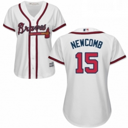 Womens Majestic Atlanta Braves 15 Sean Newcomb Authentic White Home Cool Base MLB Jersey 