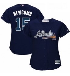 Womens Majestic Atlanta Braves 15 Sean Newcomb Replica Blue Alternate Road Cool Base MLB Jersey 