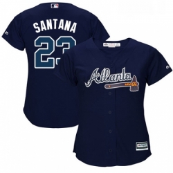 Womens Majestic Atlanta Braves 23 Danny Santana Authentic Blue Alternate Road Cool Base MLB Jersey 