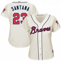 Womens Majestic Atlanta Braves 23 Danny Santana Authentic Cream Alternate 2 Cool Base MLB Jersey 