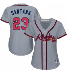 Womens Majestic Atlanta Braves 23 Danny Santana Replica Grey Road Cool Base MLB Jersey 